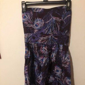 Purple Peacock Strapless Minidress